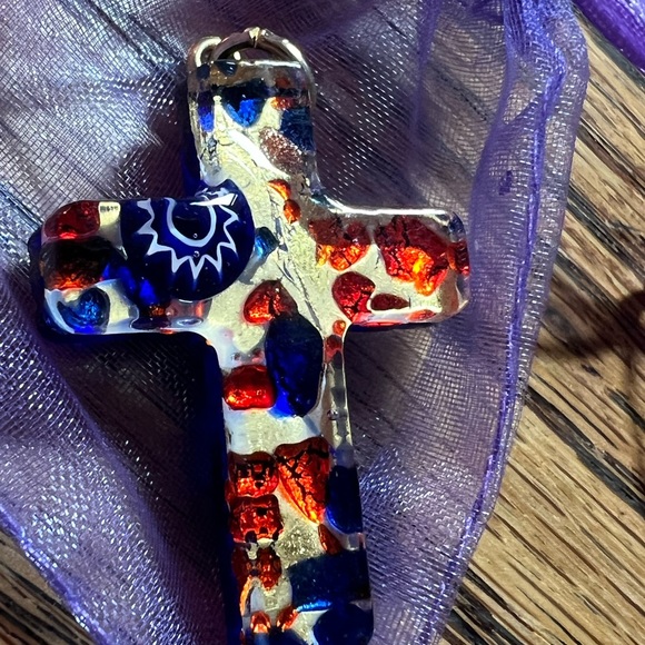 Murano handcrafted colorful glass cross NEW - Picture 4 of 4